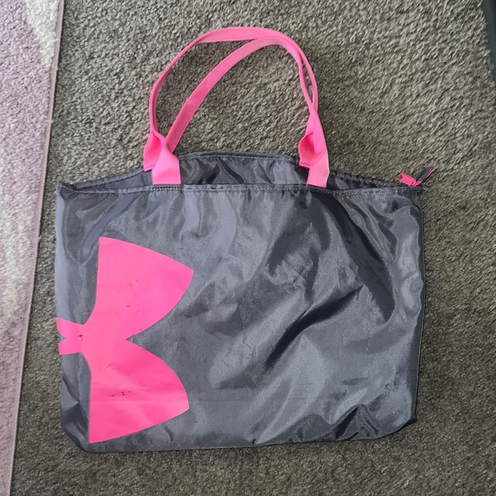 Under Armour Grey and Hot Pink Gym Tote Bag